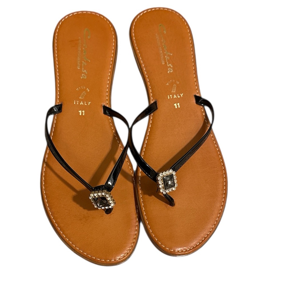Contesa Black Sandals with Rhinestone Detail - size 11